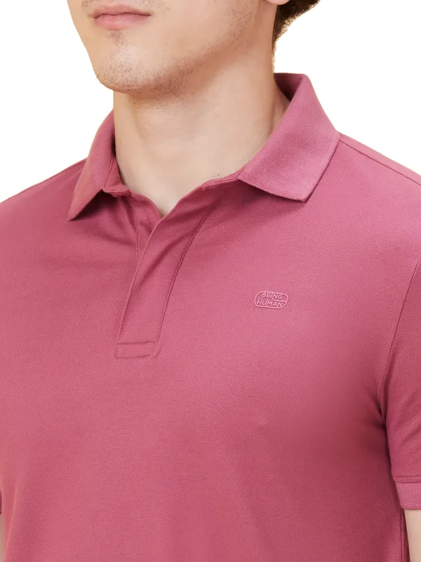 Being Human Men Regular Fit T-Shirts-Mauve Blue